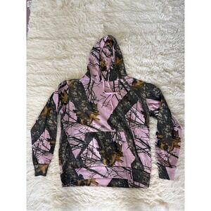 Mossy Oak Pink Camo Hoodie Sweatshirt Girl's Size L (12-14) Pullover‎